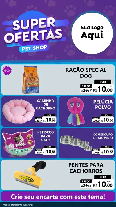 Modelo de TV para TV Vertical com o tema Super Ofertas Pet Shop para Pet Shop