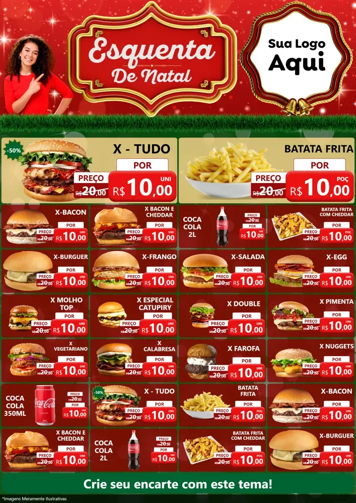 Modelo de Encarte para Encarte A4 Vertical com o tema Esquenta de Natal para Hamburgueria