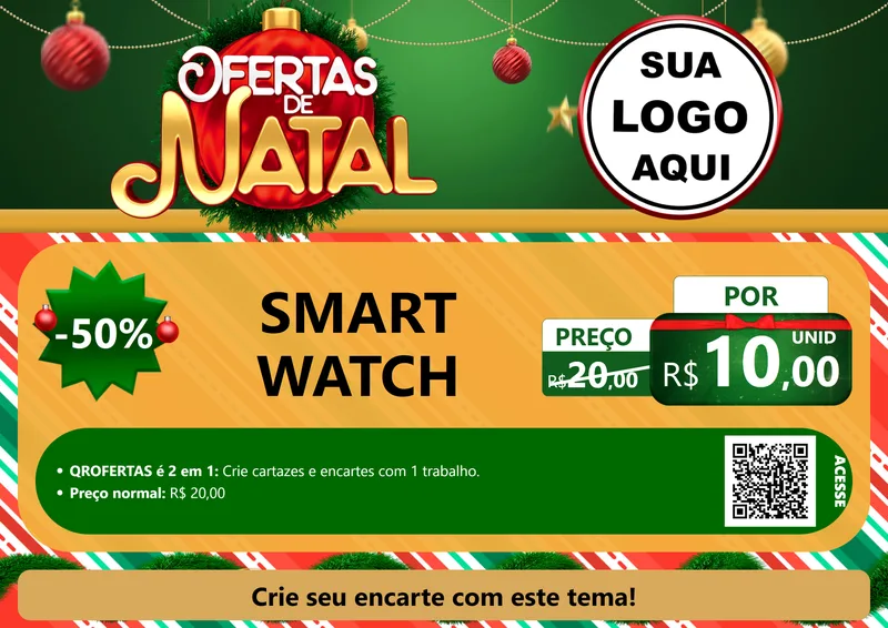 Modelo de Cartaz para Cartaz A4 Horizontal com o tema Ofertas de Natal para Informática