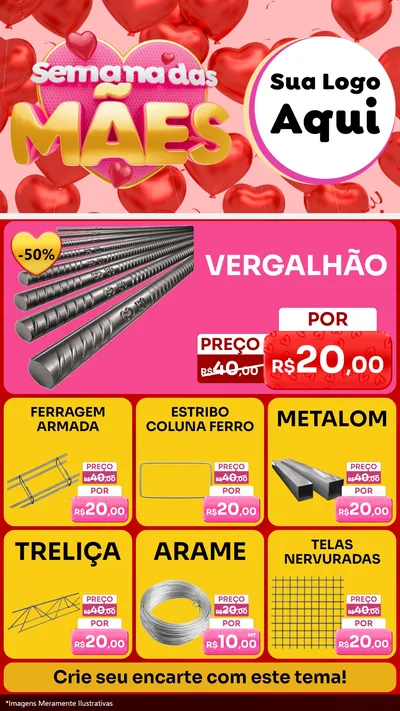 Modelo de Rede Social para Stories com o tema Semana Das Mães para Ferragens