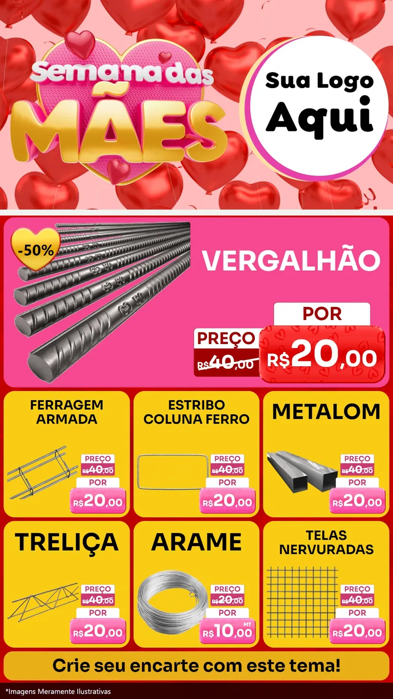 Modelo de Rede Social para Stories com o tema Semana Das Mães para Ferragens