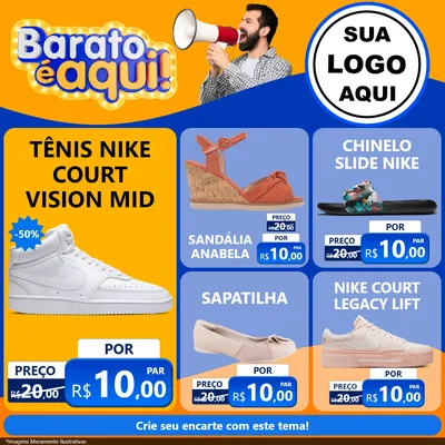 Modelo de Rede Social para Feed Facebook com o tema Barato é aqui para Calçados