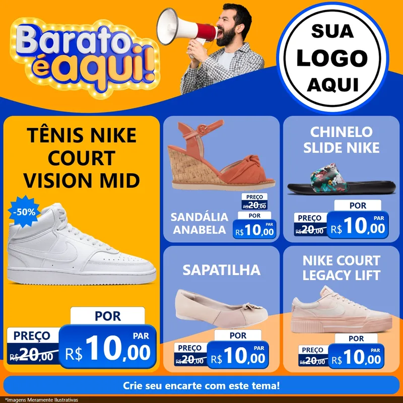 Modelo de Rede Social para Feed Facebook com o tema Barato é aqui para Calçados