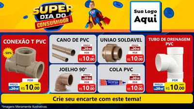 Modelo de TV para TV Horizontal com o tema Super Dia do Consumidor para Tubos e conexões