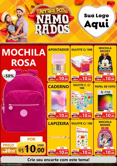 Modelo de Encarte para Encarte A4 Vertical com o tema Arraiá dos Namorados para Papelaria