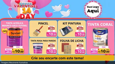 Modelo de TV para TV Horizontal com o tema Valentine's Day para Tintas e Ferramentas
