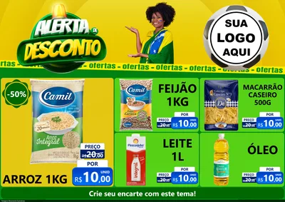 Modelo de Encarte para Encarte A4 Horizontal com o tema Alerta de Desconto para Supermercado