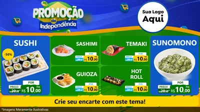 Modelo de TV para TV Horizontal com o tema Promoção da Independência para Comida japonesa