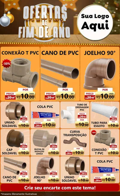 Modelo de Encarte para Encarte Grande com o tema Ofertas de Fim de Ano para Tubos e conexões