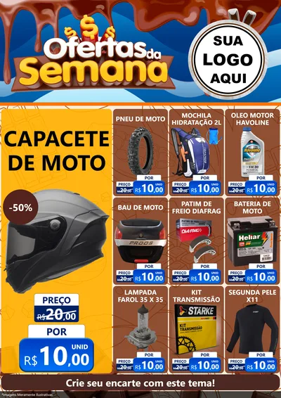 Modelo de Encarte para Encarte A4 Vertical com o tema Ofertas da Semana - Páscoa para Moto peças