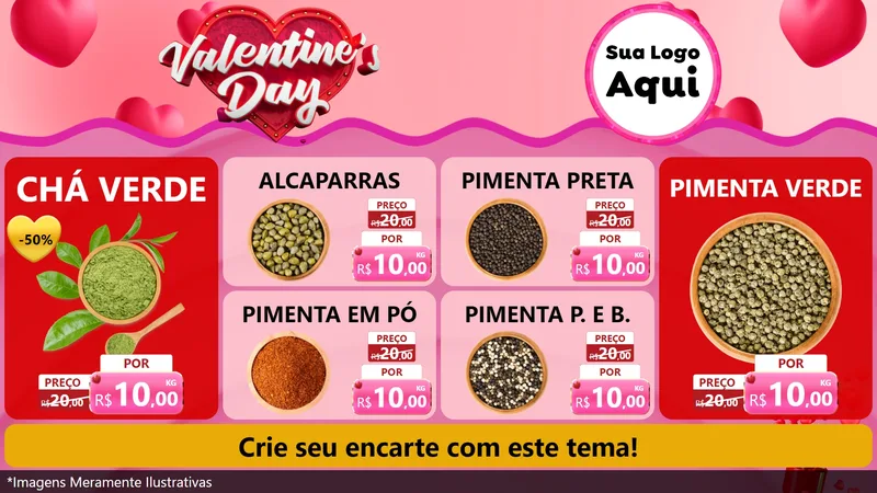 Modelo de TV para TV Horizontal com o tema Valentine's Day para Produtos Naturais