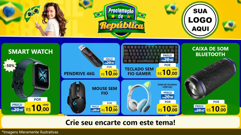 Modelo de TV para TV Horizontal com o tema Proclamação da República para Informática