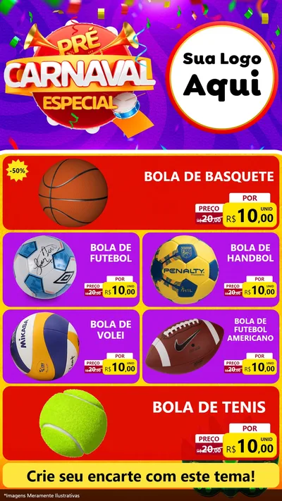 Modelo de TV para TV Vertical com o tema Pré-Carnaval Especial para Artigos Esportivos