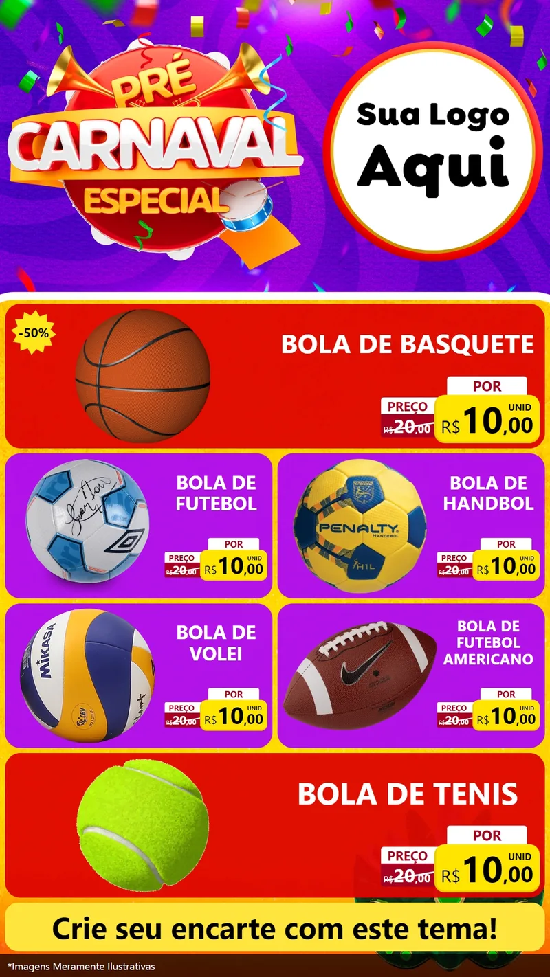 Modelo de TV para TV Vertical com o tema Pré-Carnaval Especial para Artigos Esportivos