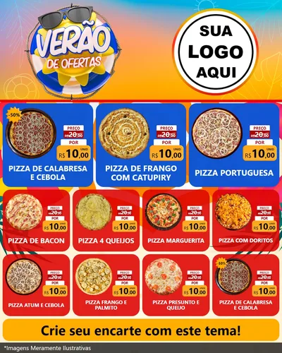Modelo de Rede Social para Feed Instagram com o tema Verão de Ofertas para Pizzaria