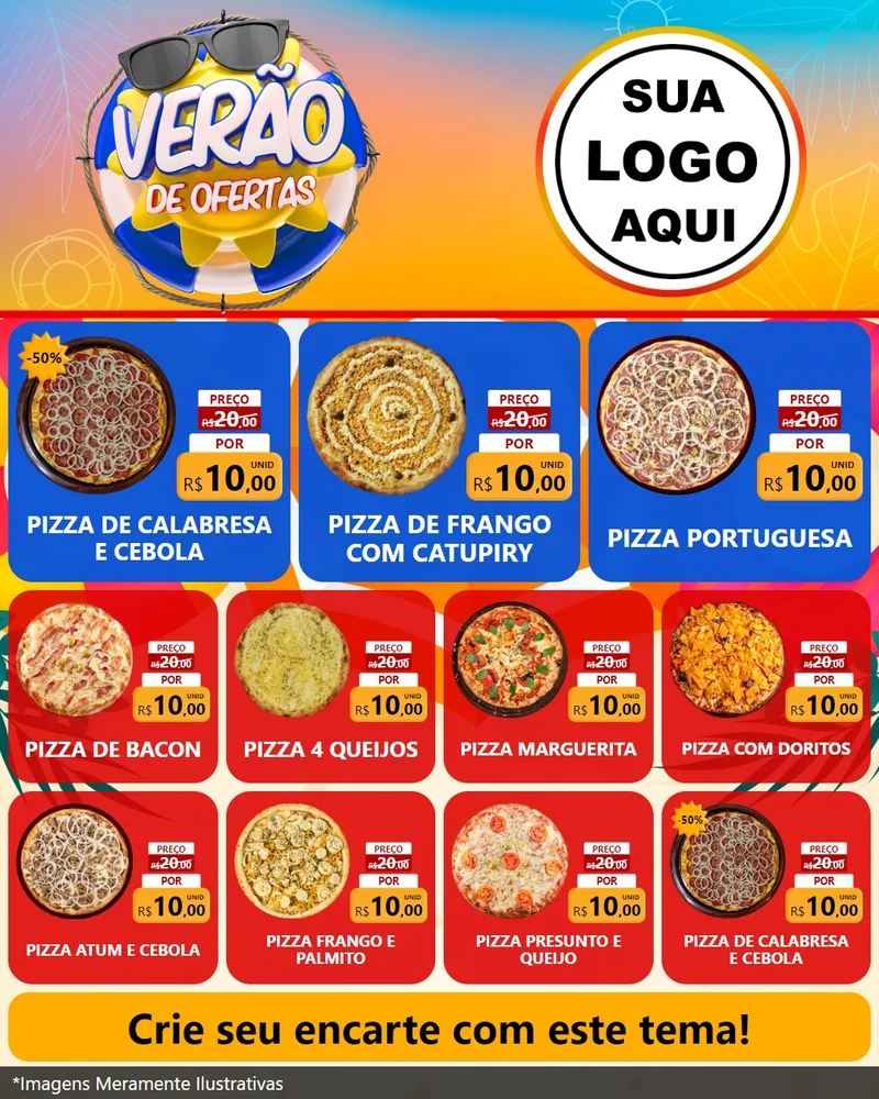 Modelo de Rede Social para Feed Instagram com o tema Verão de Ofertas para Pizzaria