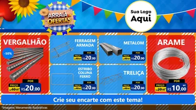 Modelo de TV para TV Horizontal com o tema Arraiá de Ofertas para Ferragens