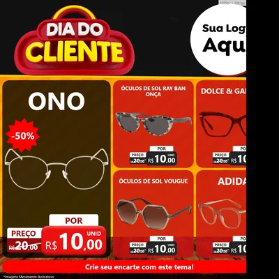Modelo de Rede Social para Feed Facebook com o tema Dia do Cliente para Óticas