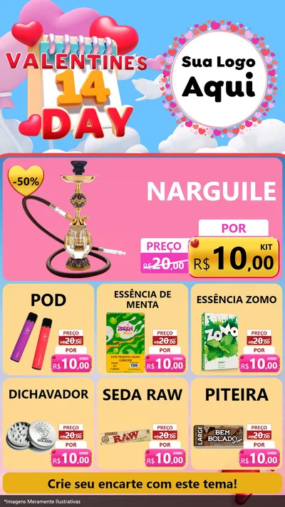 Modelo de Rede Social para Stories com o tema Valentine's Day para Tabacaria