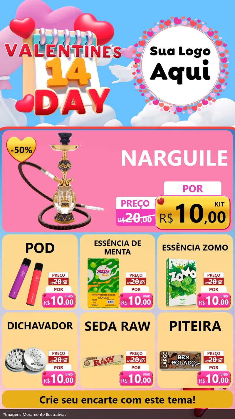 Modelo de Rede Social para Stories com o tema Valentine's Day para Tabacaria