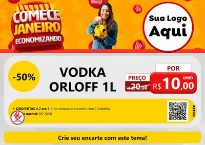 Modelo de Cartaz para Cartaz A4 Horizontal com o tema Comece Janeiro Economizando para Distribuidora de bebidas