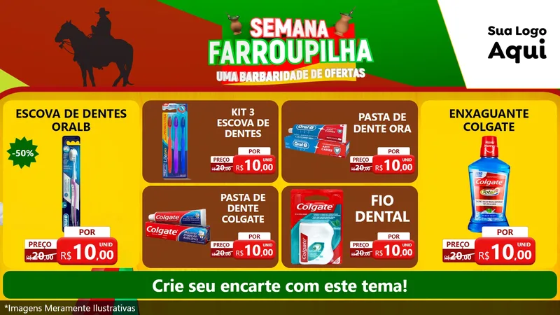Modelo de TV para TV Horizontal com o tema Semana Farroupilha - Uma Barbaridade de Ofertas para Higiene Pessoal