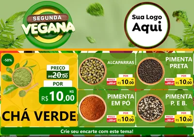 Modelo de Encarte para Encarte A4 Horizontal com o tema Segunda Vegana para Produtos Naturais
