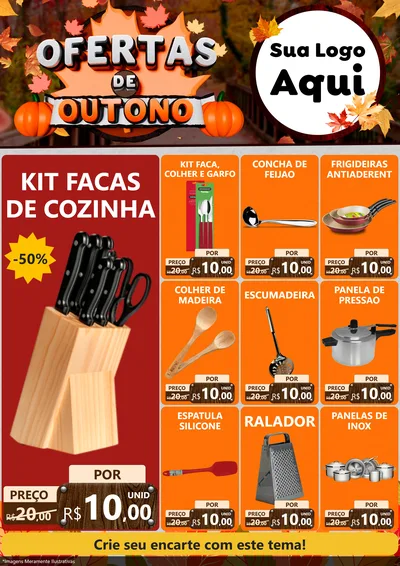Modelo de Encarte para Encarte A4 Vertical com o tema Ofertas de Outono para Utilidades Domésticas
