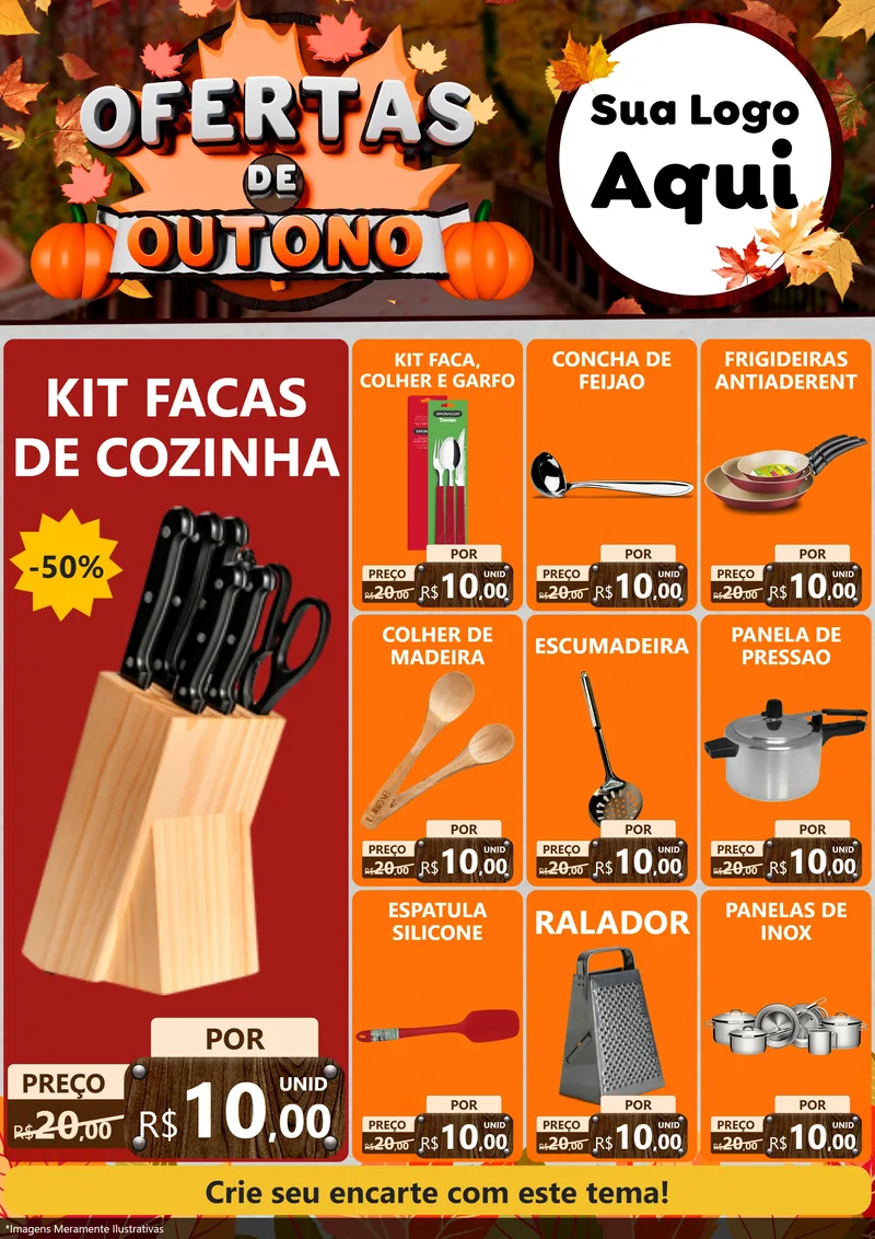 Modelo de Encarte para Encarte A4 Vertical com o tema Ofertas de Outono para Utilidades Domésticas