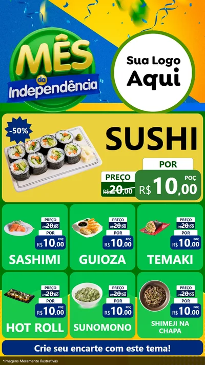 Modelo de Rede Social para Stories com o tema Mês da Independência para Comida japonesa