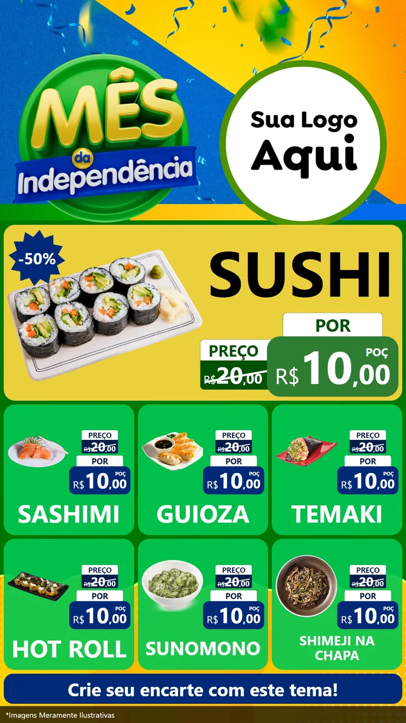 Modelo de Rede Social para Stories com o tema Mês da Independência para Comida japonesa