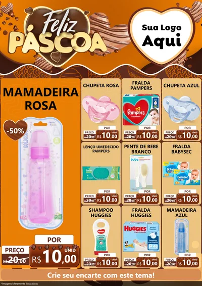 Modelo de Encarte para Encarte A4 Vertical com o tema Feliz Páscoa para Bebês