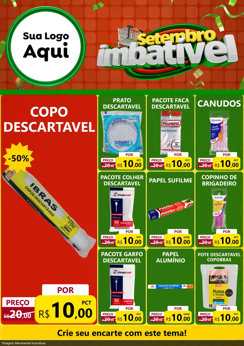 Modelo de Encarte para Encarte A4 Vertical com o tema Setembro Imbatível para Embalagens