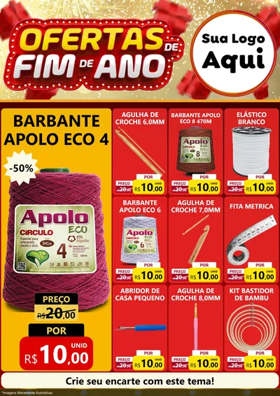 Modelo de Encarte para Encarte A4 Vertical com o tema Ofertas de Fim de Ano para Armarinho e Aviamentos
