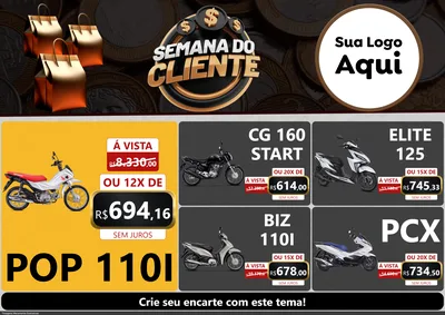 Modelo de Encarte para Encarte A4 Horizontal com o tema Semana do Cliente para Concessionaria de Motos