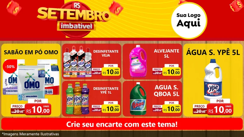 Modelo de TV para TV Horizontal com o tema Setembro Imbatível para Produtos de Limpeza