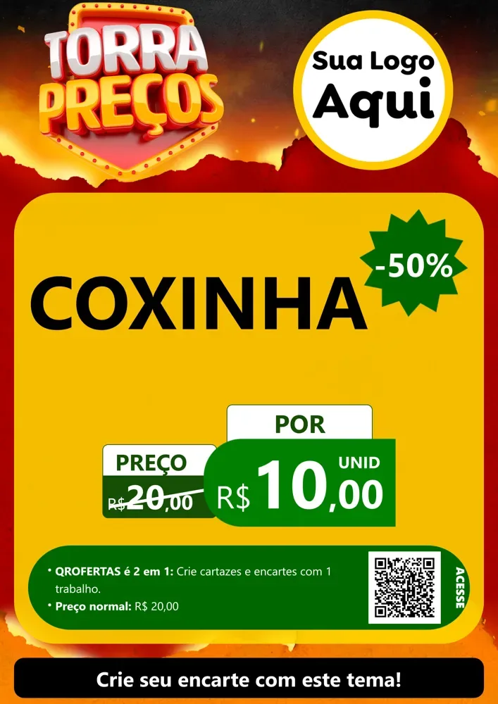 Modelo de Cartaz para Cartaz A4 Vertical com o tema Torra Preços para Salgadaria