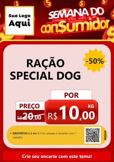 Modelo de Cartaz para Cartaz A4 Vertical com o tema Semana do Consumidor para Pet Shop
