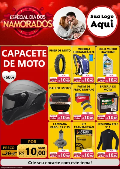 Modelo de Encarte para Encarte A4 Vertical com o tema Especial Dia Dos Namorados para Moto peças