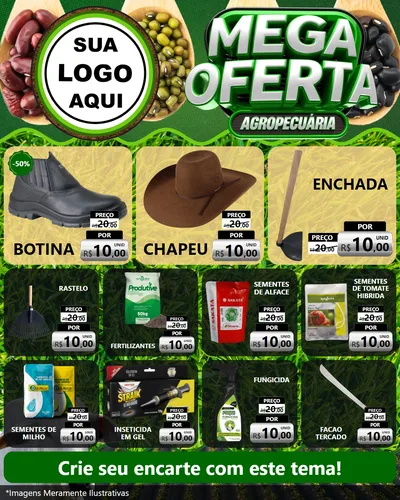Modelo de Rede Social para Feed Instagram com o tema Mega Oferta - Agropecuária para Agropecuária