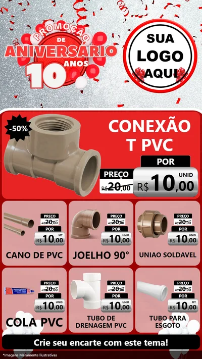 Modelo de Rede Social para Stories com o tema Promoção de Aniversário - 10 Anos para Tubos e conexões