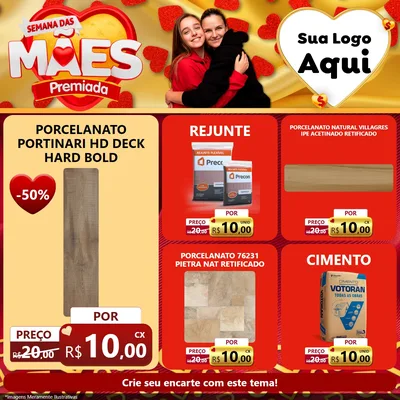 Modelo de Rede Social para Feed Facebook com o tema Semana das Mães Premiada para Pisos e revestimentos