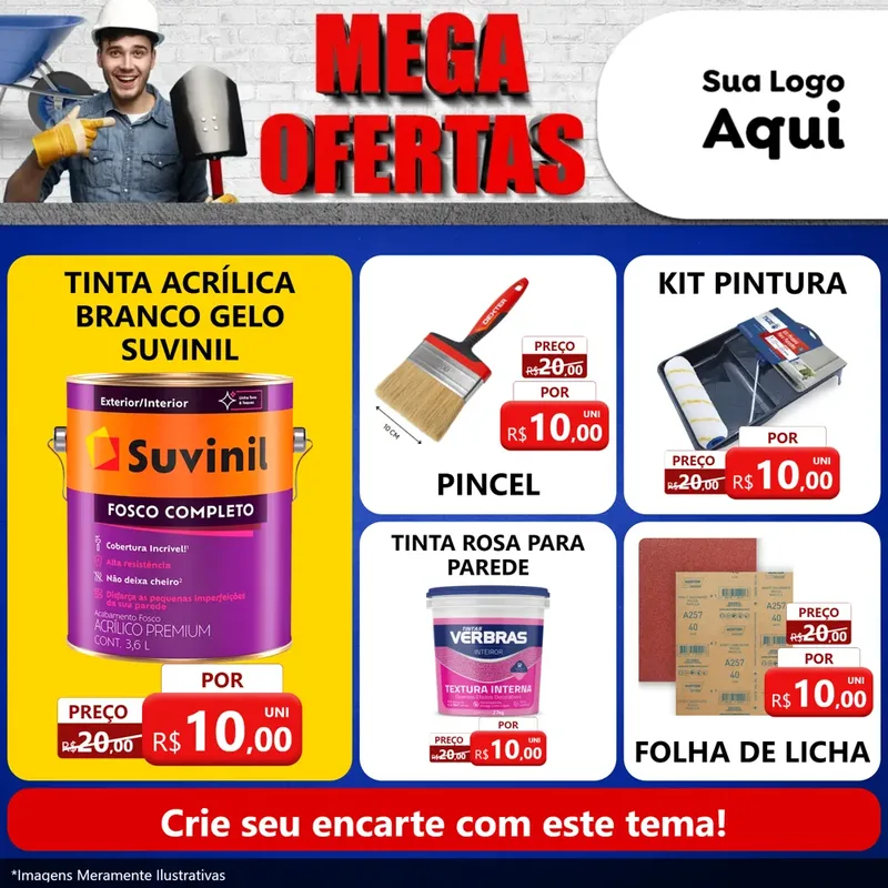 Modelo de Rede Social para Feed Facebook com o tema Material de Construção para Tintas e Ferramentas