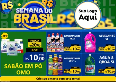Modelo de Encarte para Encarte A4 Horizontal com o tema Semana Do Brasil para Produtos de Limpeza