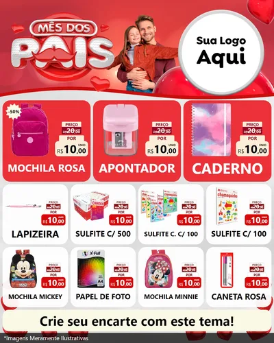 Modelo de Rede Social para Feed Instagram com o tema Mês dos Pais para Papelaria