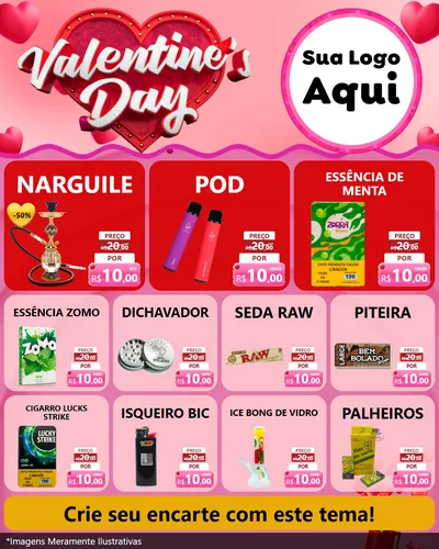 Modelo de Rede Social para Feed Instagram com o tema Valentine's Day para Tabacaria