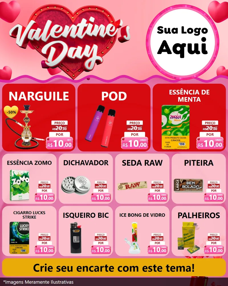 Modelo de Rede Social para Feed Instagram com o tema Valentine's Day para Tabacaria