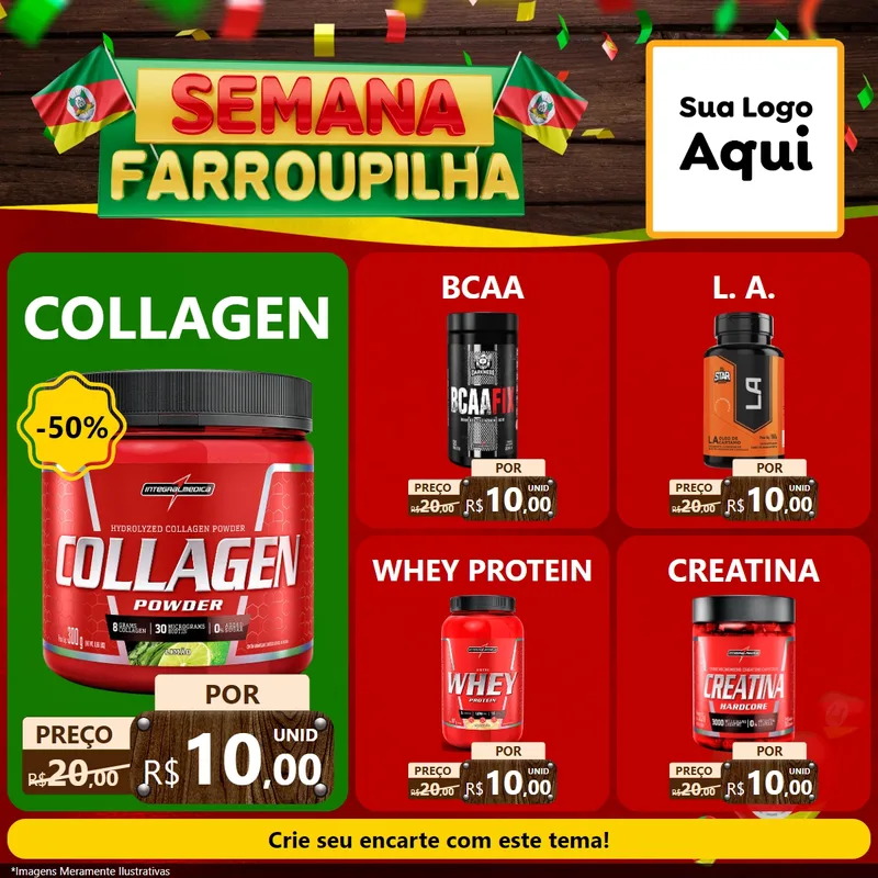 Modelo de Rede Social para Feed Facebook com o tema Semana Farroupilha para Suplementos alimentares