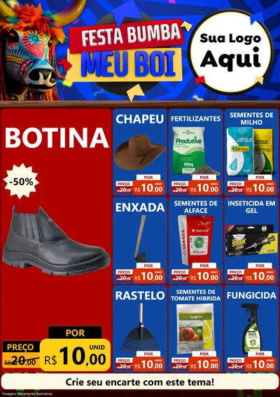 Modelo de Encarte para Encarte A4 Vertical com o tema Festa Bumba meu Boi para Agropecuária