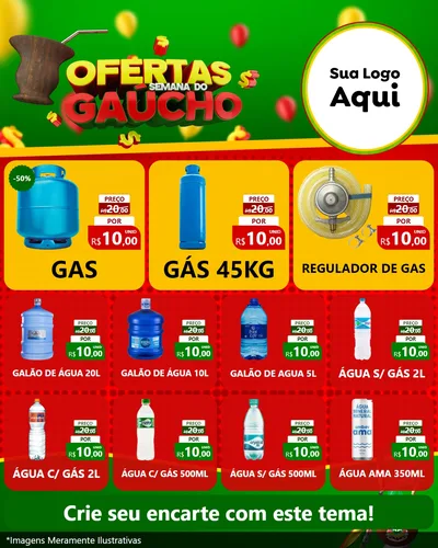 Modelo de Rede Social para Feed Instagram com o tema Ofertas Semana Do Gaúcho para Água e gás